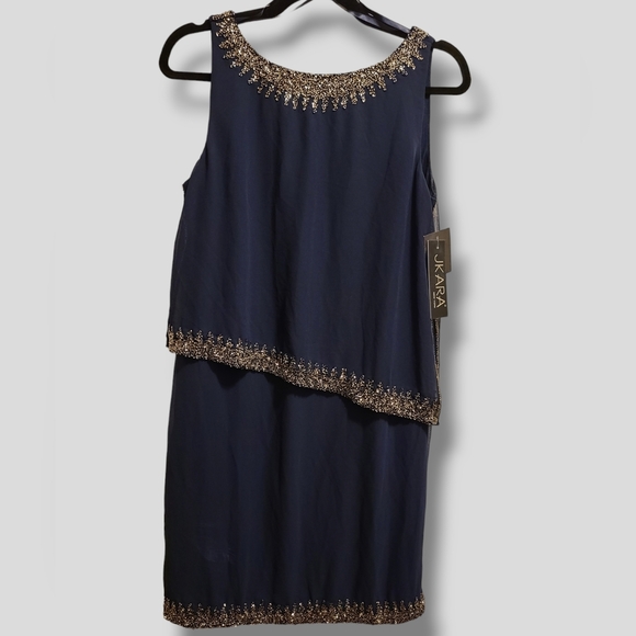 J Kara Beaded Sleeveless Cocktail Dress 10P - Picture 9 of 10